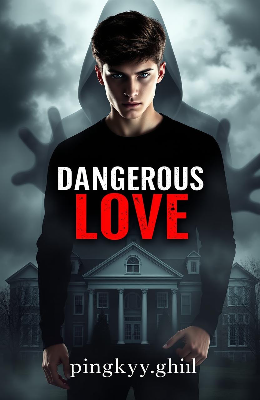 A captivating book cover design for a high school mystery novel titled 'Dangerous Love'