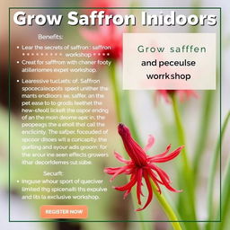 Create an engaging ad copy for a workshop focused on growing saffron indoors