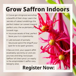 Create an engaging ad copy for a workshop focused on growing saffron indoors