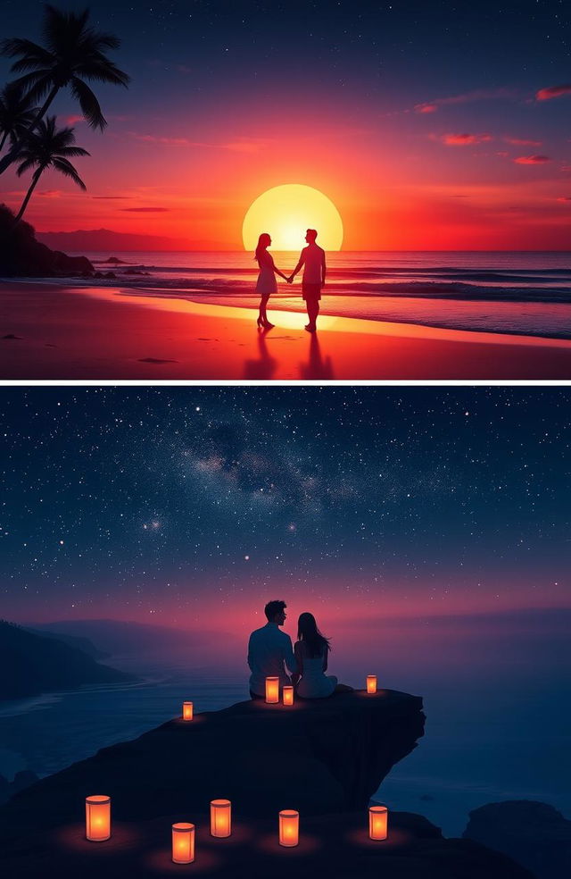 A beautifully designed image capturing a romantic scene over the course of two days in a picturesque location