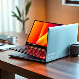 A sleek and modern Lenovo Ideapad 1 laptop, showcasing its lightweight design and thin profile