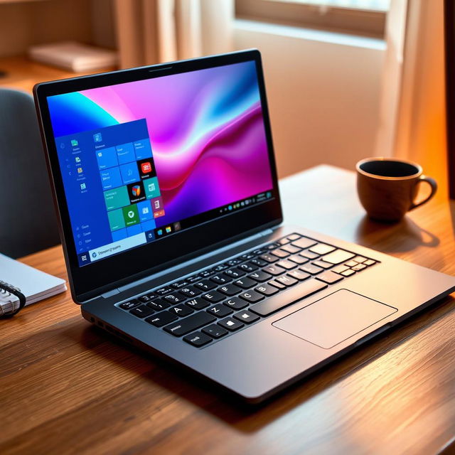 A sleek and modern Lenovo Ideapad 1 laptop, showcasing its lightweight design and thin profile