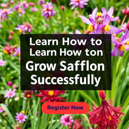 A visually appealing ad design for a saffron-growing workshop