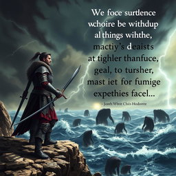 A philosophical scene depicting the theme of caution when facing evil or challenging foes