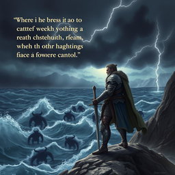 A philosophical scene depicting the theme of caution when facing evil or challenging foes