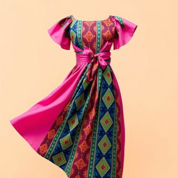 A stylish, handmade pink dress designed in the shape of a bow gown but in a simplified version