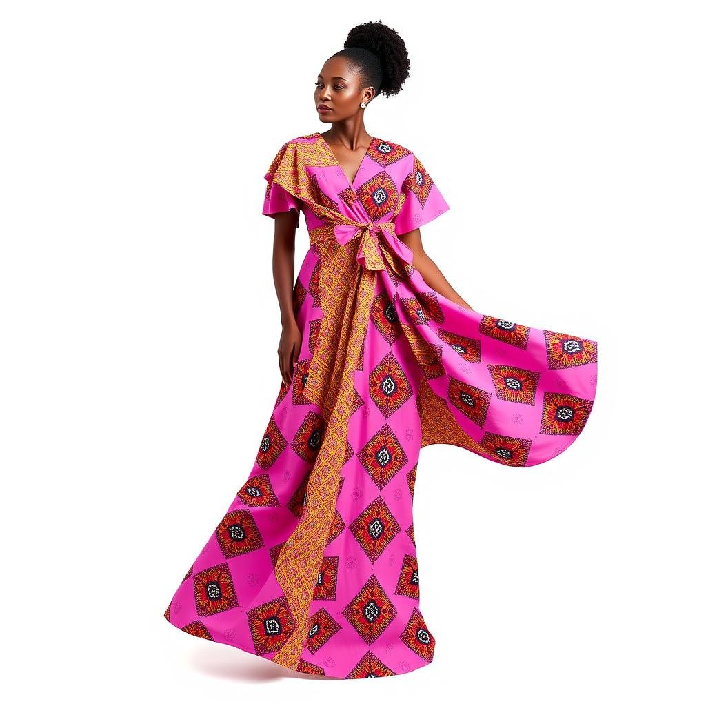 A stylish, handmade pink dress designed in the shape of a bow gown but in a simplified version