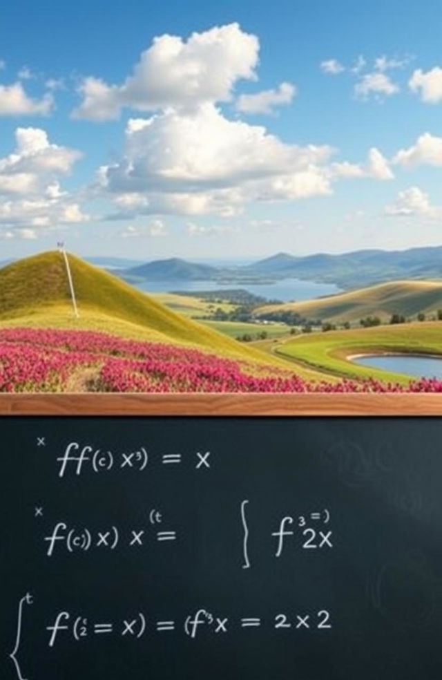 A picturesque landscape depicting the concept of basic calculus