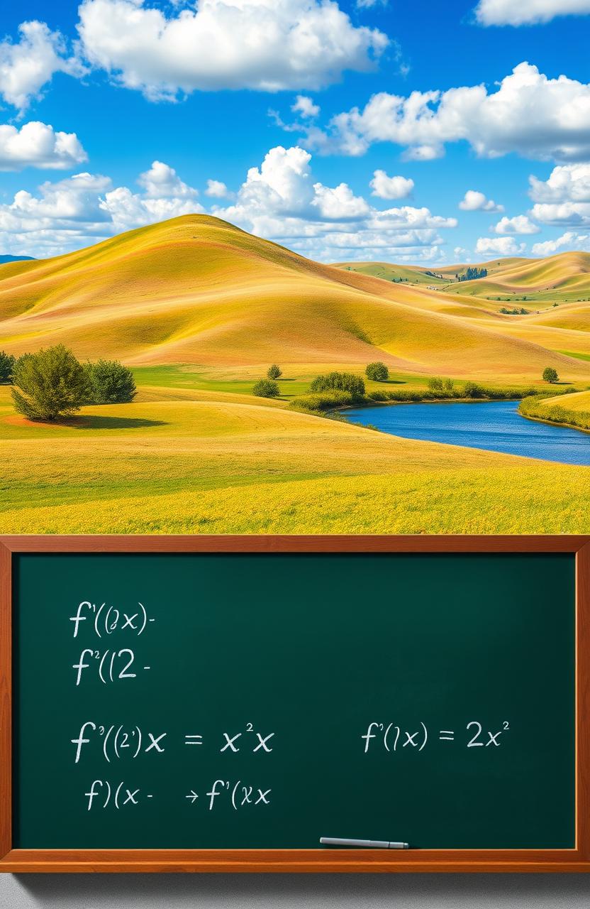 A picturesque landscape depicting the concept of basic calculus