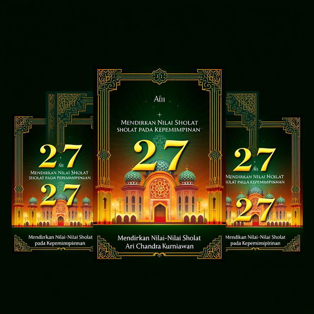 A series of five elegant book covers titled '27' with the subtitle 'Mendirikan Nilai-Nilai Sholat pada Kepemimpinan'