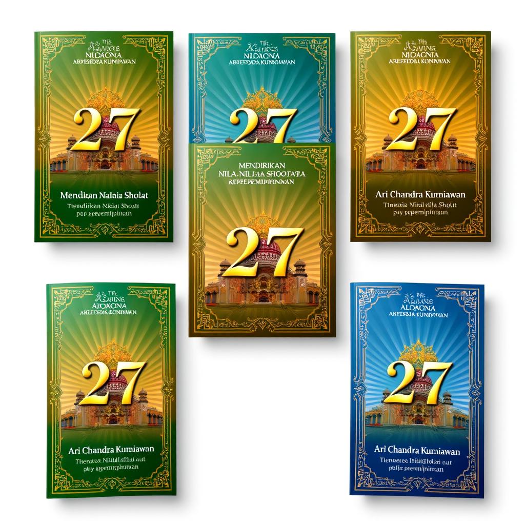 A series of five elegant book covers titled '27' with the subtitle 'Mendirikan Nilai-Nilai Sholat pada Kepemimpinan'