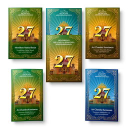 A series of five elegant book covers titled '27' with the subtitle 'Mendirikan Nilai-Nilai Sholat pada Kepemimpinan'