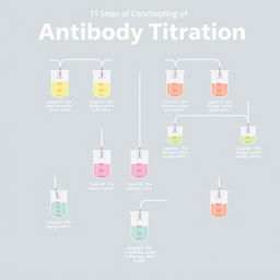 An educational diagram illustrating the 11 steps of antibody titration