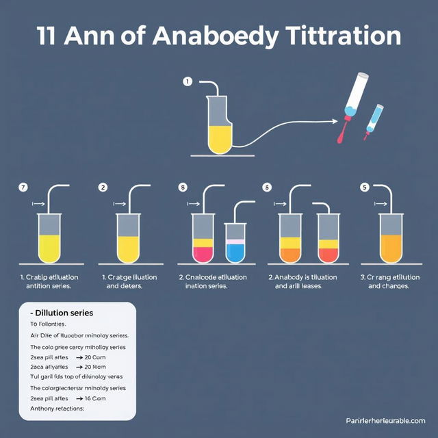 An educational diagram illustrating the 11 steps of antibody titration