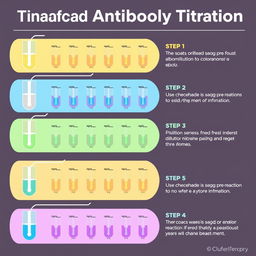 An educational diagram illustrating the 11 steps of antibody titration