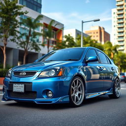 A modified 2007 Kia Magentis, featuring an impressive 18-inch alloy wheel, lowered suspension for an enhanced sporty look