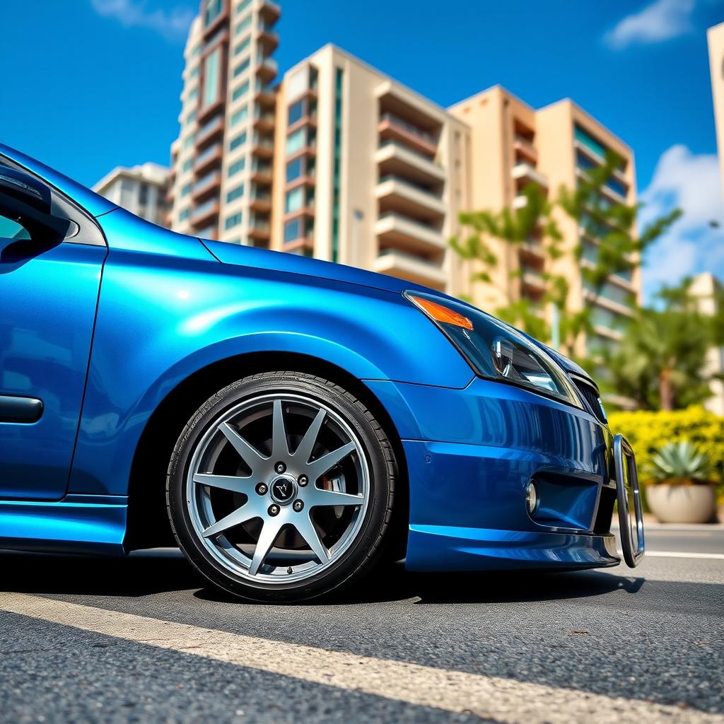 A modified 2007 Kia Magentis, featuring an impressive 18-inch alloy wheel, lowered suspension for an enhanced sporty look