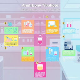 A vibrant and informative illustration depicting the 11 steps of an antibody titration process