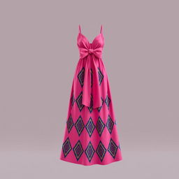 An elegant, ankle-length dress designed for women, featuring a stylish front with intricate diamond patterns