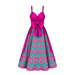 An elegant, ankle-length dress designed for women, featuring a stylish front with intricate diamond patterns