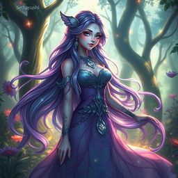 A breathtaking character design of a woman named Sethayushi, possessing a mystical aura