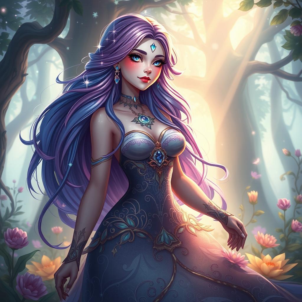 A breathtaking character design of a woman named Sethayushi, possessing a mystical aura