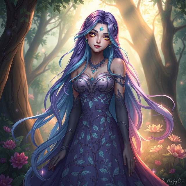 A breathtaking character design of a woman named Sethayushi, possessing a mystical aura