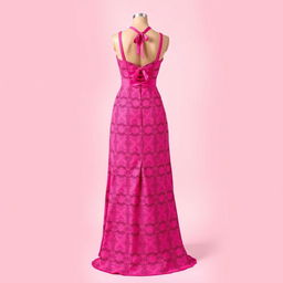 A stunning, ankle-length dress designed for women, inspired by a vibrant pink theme