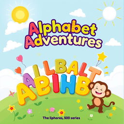 A vibrant and playful cover design for a children's activity book series on the alphabet