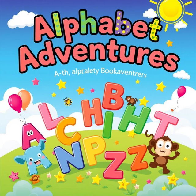 A vibrant and playful cover design for a children's activity book series on the alphabet
