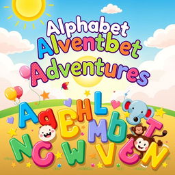 A vibrant and playful cover design for a children's activity book series on the alphabet