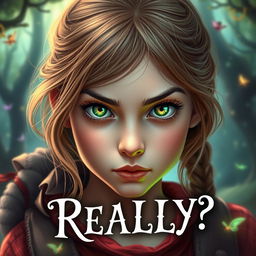 An adventurous girl filled with curiosity, featuring striking hazel eyes that transform into glowing green when her powers activate