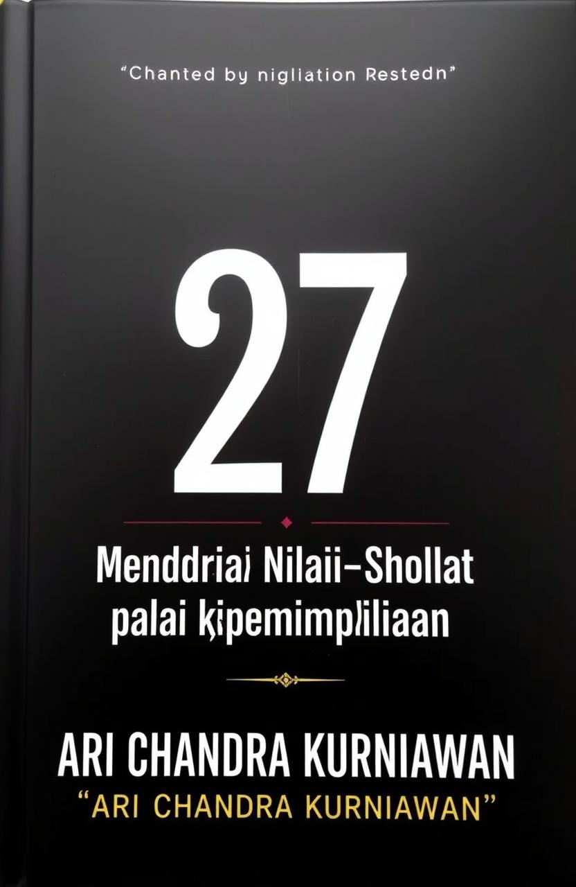 A book cover for a title "27" with the subtitle "Mendirikan Nilai-Nilai Sholat pada Kepemimpinan" featuring a charismatic and elegant design