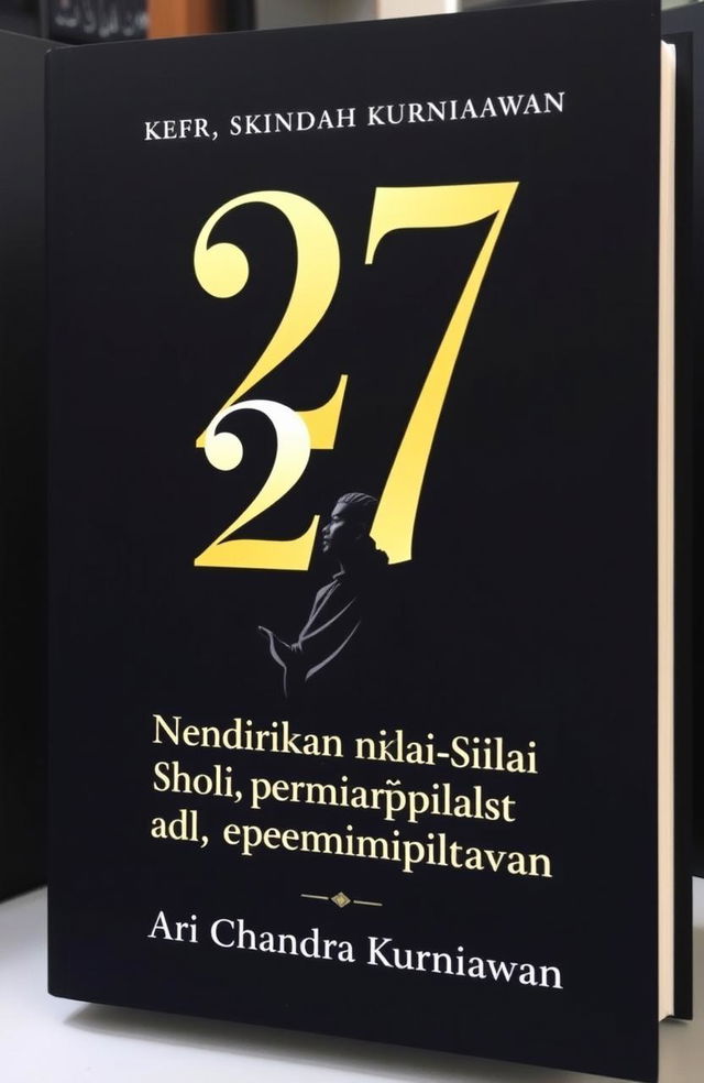 A book cover for a title "27" with the subtitle "Mendirikan Nilai-Nilai Sholat pada Kepemimpinan" featuring a charismatic and elegant design