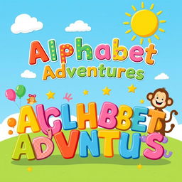 A vibrant and playful A4 cover design for a children's activity book series on the alphabet