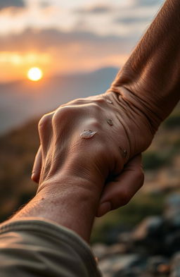 A powerful close-up of a person's hands gripping a rough, weathered surface, symbolizing the struggle of life