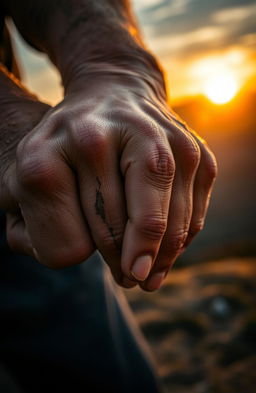 A powerful close-up of a person's hands gripping a rough, weathered surface, symbolizing the struggle of life