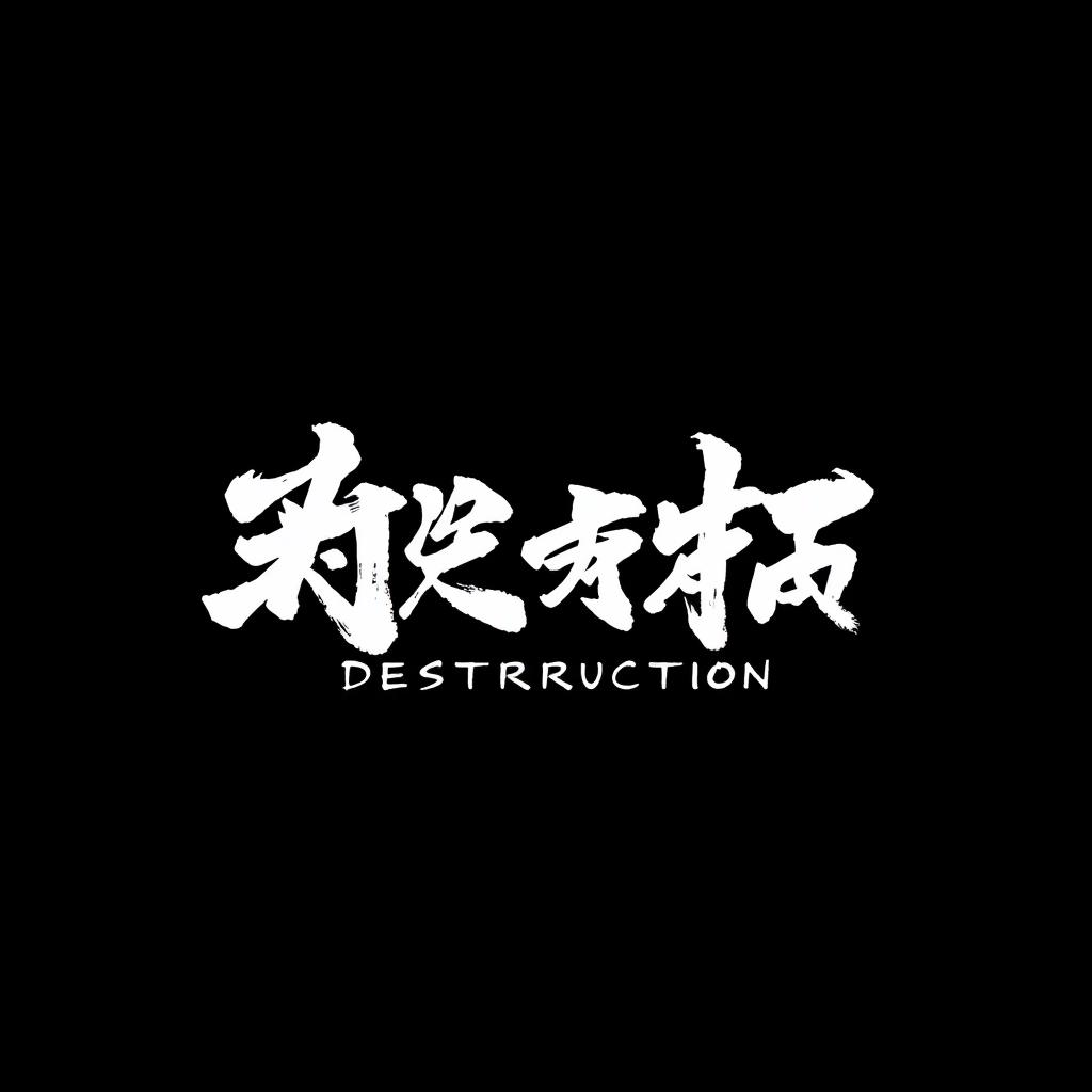 A striking black background with bold white lettering that reads 'قدرت تخریب' (Power of Destruction) styled in beautiful Japanese calligraphy