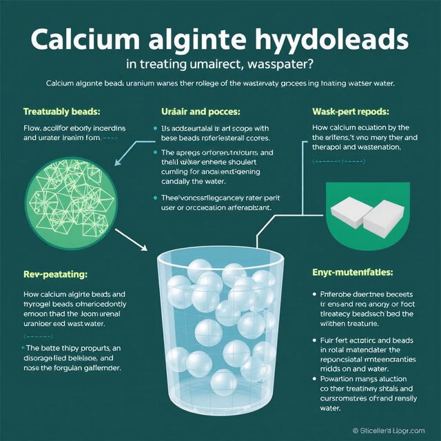 A detailed explainer on the role of Calcium alginate hydrogel beads in treating uranium-containing wastewater, highlighting their structure, properties, and mechanisms of action