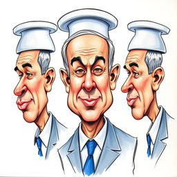 A caricature of Benjamin Netanyahu, with a humorous twist where his head is shaped like a toilet, featuring exaggerated facial features
