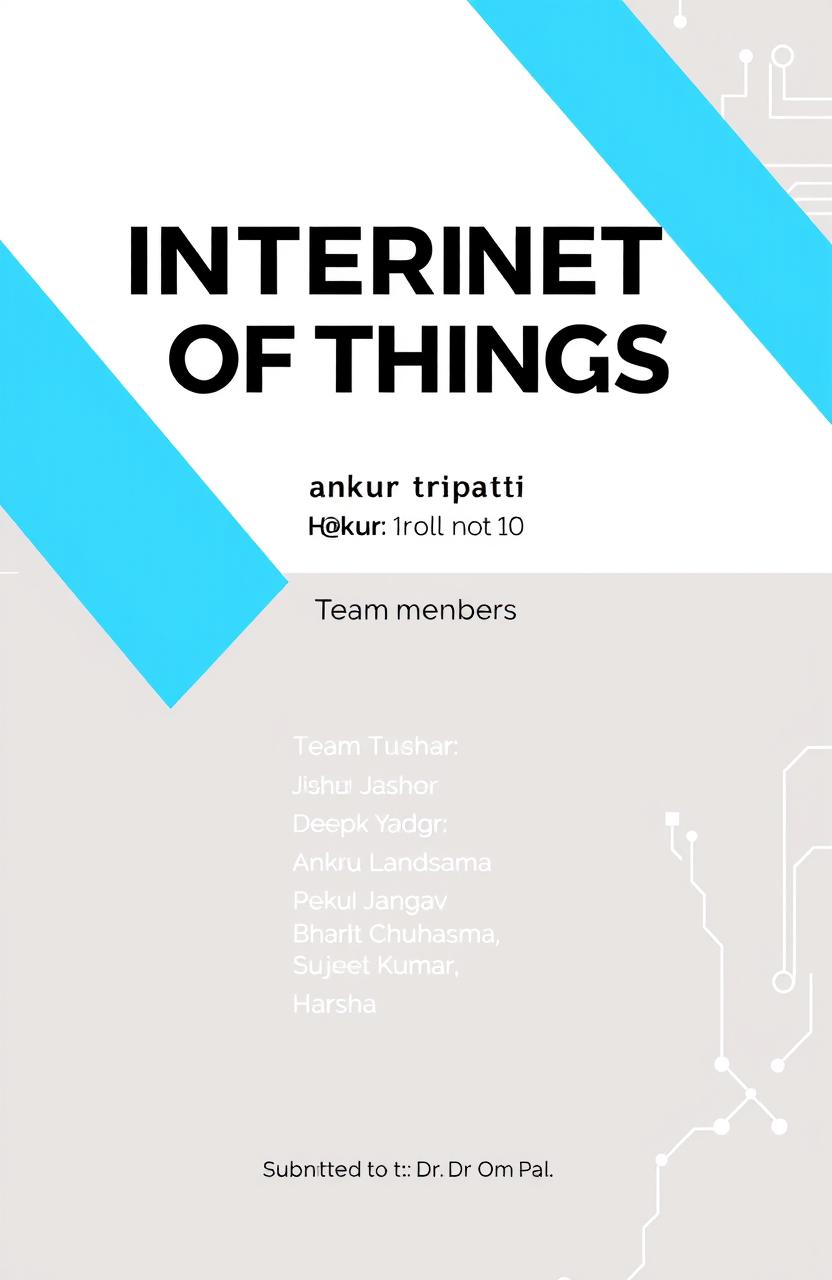 A professional project cover page for a report titled 'Internet of Things'