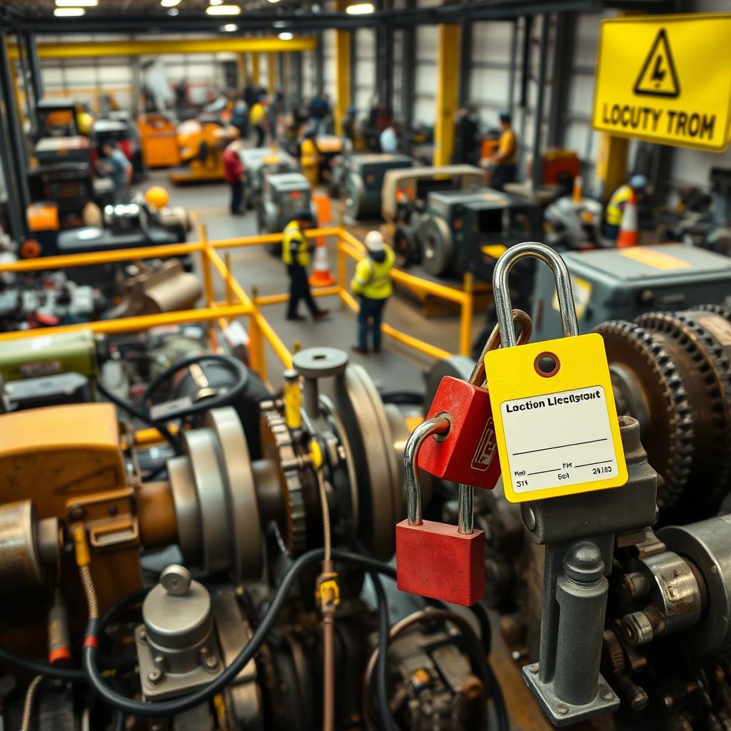 A comprehensive image depicting an industrial or workshop environment showcasing the use of heavy equipment and machinery