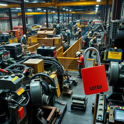 A comprehensive image depicting an industrial or workshop environment showcasing the use of heavy equipment and machinery