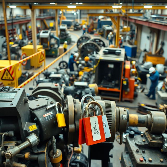 A comprehensive image depicting an industrial or workshop environment showcasing the use of heavy equipment and machinery