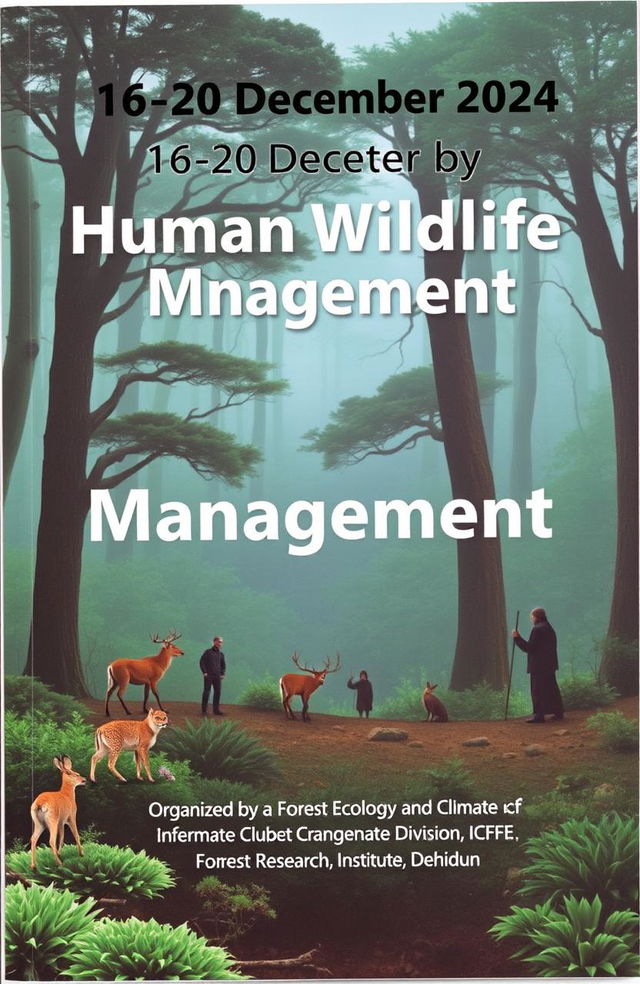 A professional and captivating book cover for a training course titled 'Human Wildlife Interface Management'