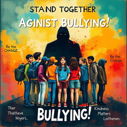 An impactful art poster addressing the theme of bullying