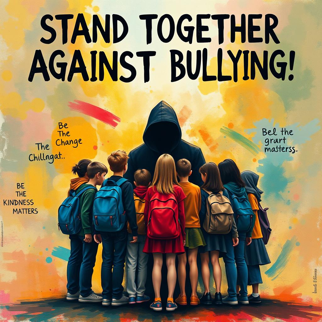 An impactful art poster addressing the theme of bullying