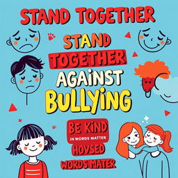 A creative and visually appealing A4 poster about bullying in schools, highlighting the importance of raising awareness about its negative impact on students