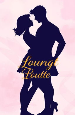 A romantic illustration featuring the silhouettes of a handsome man and a sweet woman standing closely together, gazing into each other's eyes with love