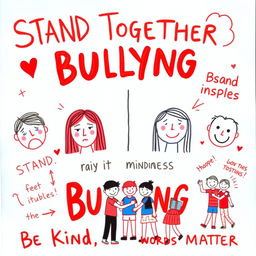 A creatively designed A4 poster about bullying in schools, emphasizing the importance of raising awareness about its negative impacts on students